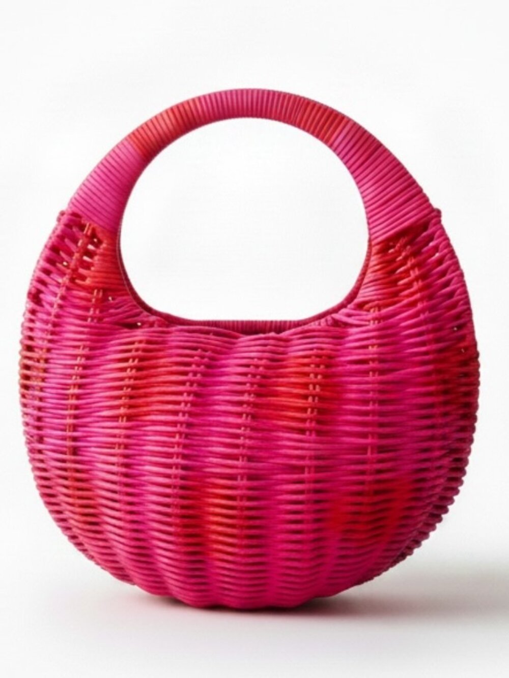 Kate Spade New York x Target NWT Pink Red Polka Dot Woven Straw Crescent Bag